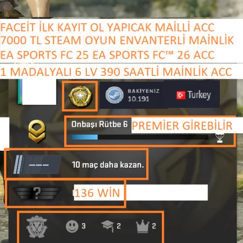  1 MADALYALI 6 LV EA SPORTS FC™ 26-25 7000 TL STEAM OYUN ENVANTERLİ