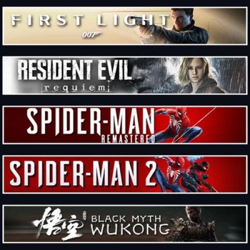  007 First Light+Resident Evil 9+Spider-Man Remastered+Spider-Man 2+Wukong