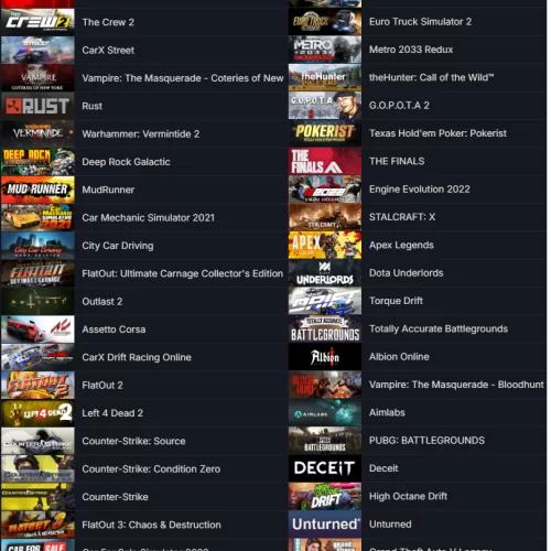  GTA V RUST TEKKEN 7 The Crew 2 CarX Street 23.500 TL STEAM OYUN
