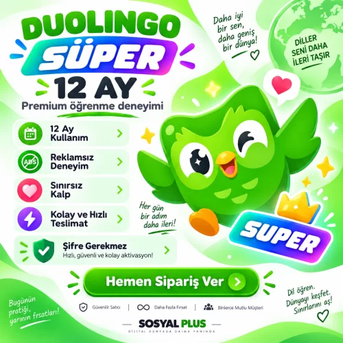 Kendi Hesabınıza - Duolingo Süper 12 Ay