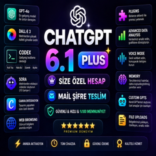 ⚡3 AY ChatGPT PLUS 6.1 - KİŞİSEL HESAP - SİZE ÖZEL