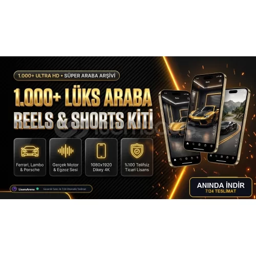 1.000+ Lüks Araba Reels Paketi  4K Shorts Kiti