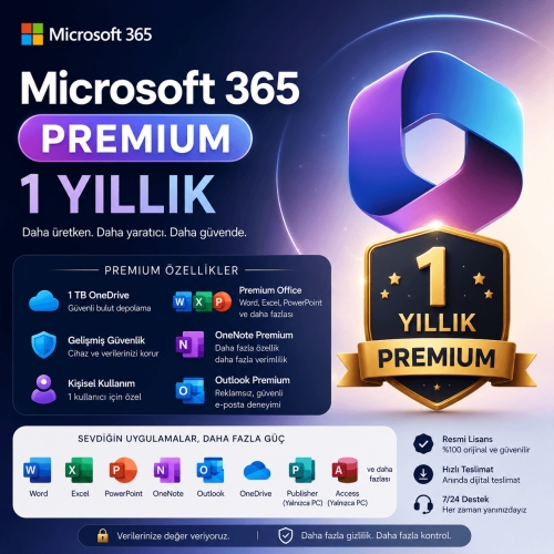  Microsoft Office 365 Premium 1 Yıllık