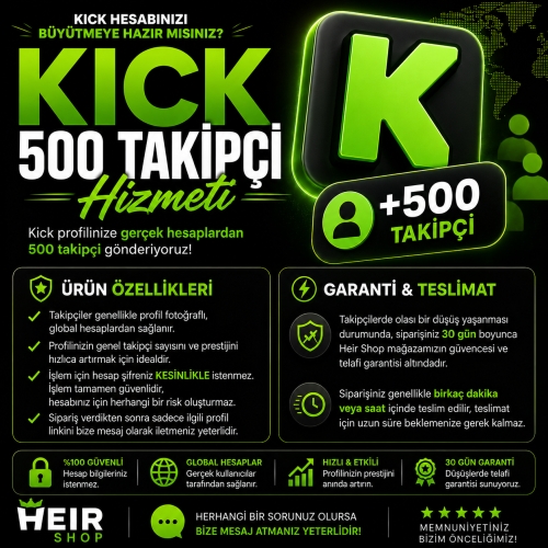  Kick 500 Takipçi  Hızlı Teslimat • Şifresiz İşlem • 30 Gün Garantili