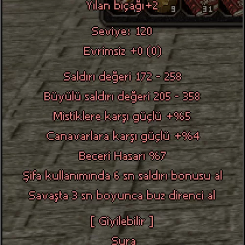  YILAN BIÇAĞI BEC CANAVAR +2