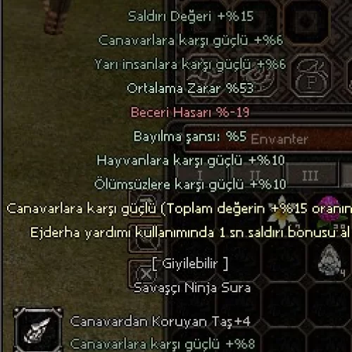  +5 ARAGONİT KILIÇ  6 VE 7 EFSUN EKLİ VE 15 CANAVARLI