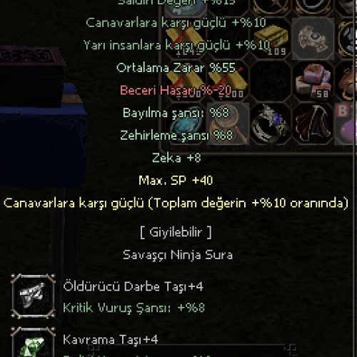 ARAGONİT ZOYDAK KILIÇ +9 55ORT 8ZEKA 10CANAVAR