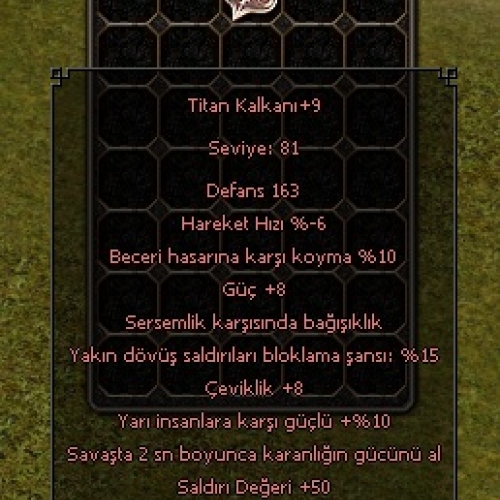 Titan Kalkan +9    +50 STR Efsunlu
