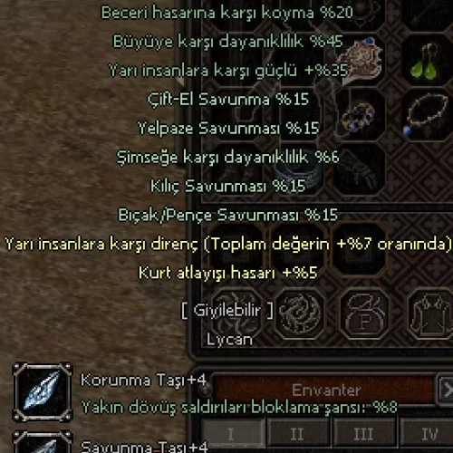  +15 Gök Ejderhası Zırhı 6-7 7 Yarı
