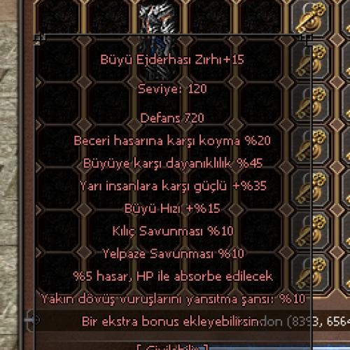  Sura Kara Zırh +15 - 2500 TL  -