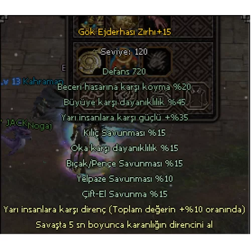 +15 Gök ejderha zırhı