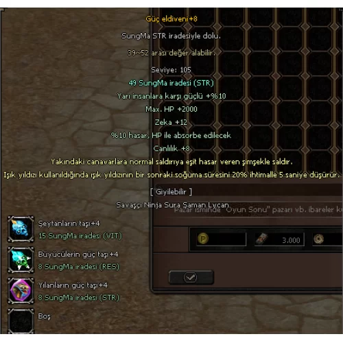  Eldiven +8