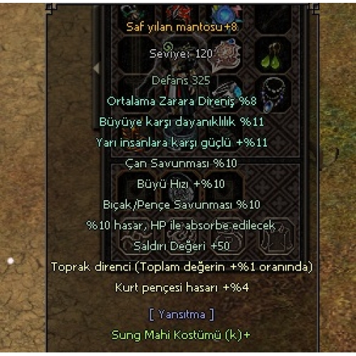 Saf Yılan Mantosu +8 Patlak