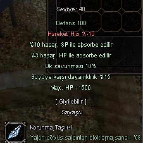  mavi taş zırh +6 farmlık
