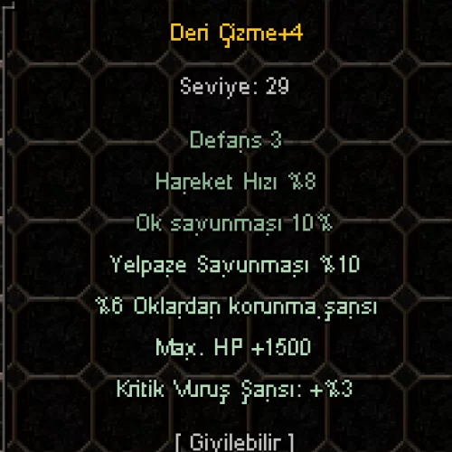 +4 DERİ ÇİZME 1.5K HP 3 KRİTİK