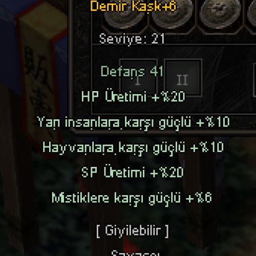 Demir Kask +6 5 EFSUN 10 YARI 10 HAYVAN 20 HP ÜRETİMİ ST