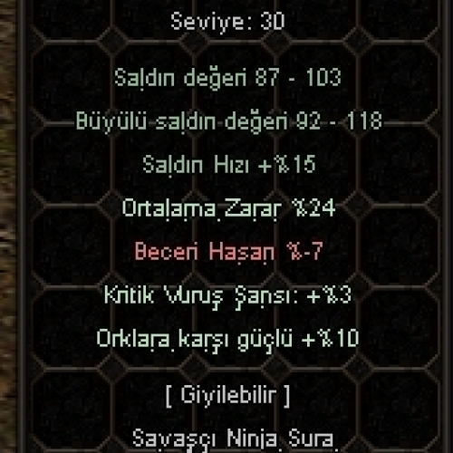  +5 DOLU 24 ORT 10 ORK 3 KRİTİK +3 CANAVAR BASILI