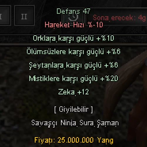 +4 SYK 5 EFSUN 12 ZEKA 10 ORK 20 MİSTİK 6 ÖLÜMSÜZ 6 ŞEYTAN
