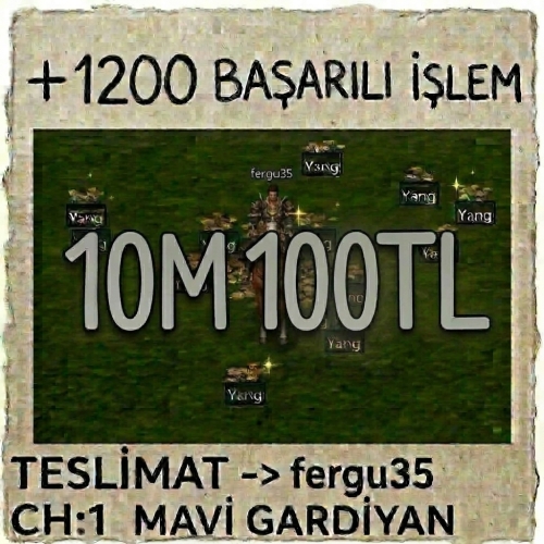 10m 100tl STOK 1.2T BUGÜN FULL OYUNDAYIM ANINDA TESLİM