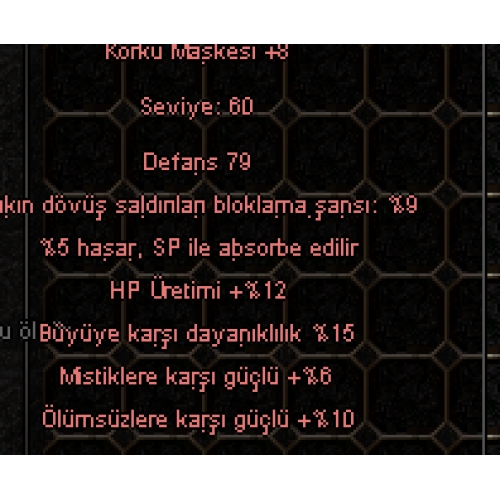 +8 KORKU MASKESİ 11 TLDEN ELİT EFSUNLU