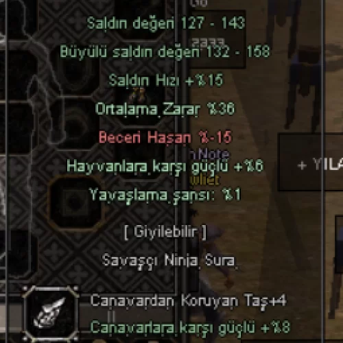 +9 DOLUNAY KILICI 36 ORT +4 CANAVAR +4 KRİT TAŞLI