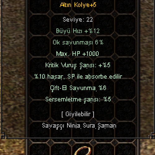 +5 ALTIN KOLYE ÖMÜRLÜK ELİT FARMLIK SURA İÇİN BİREBİR SAVAŞÇIYADA UYGUN.