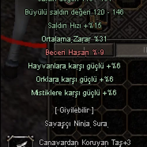  +8 DOLUNAY 31 ORT 5 EFSUN 6 HAYVAN 6 ORK 6 MİSTİK +3 CANAVAR