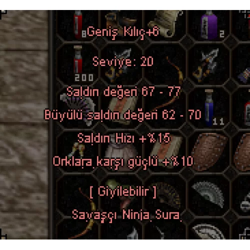  +6 GENİŞ KILIÇ 10 ORKLARA KARŞI GÜÇ
