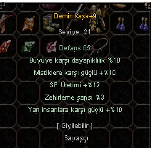  +9 DEMİR KASK 5 EFSUN 10 BÜYÜ 10 YARI