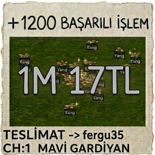 1m 17tl STOK BOL ANINDA TESLİM fergu35