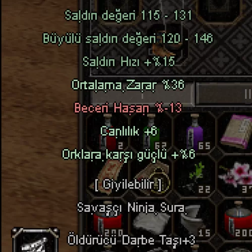  +8 36 ORT DOLUNAY KILICI +3 TAŞLI METİN CANAVARI