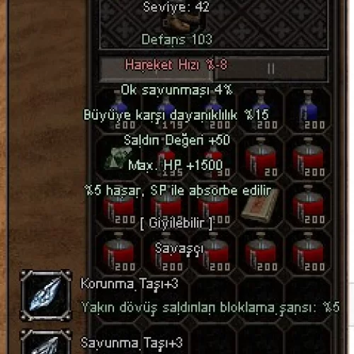  +8 EJDERHA PLAKA 1500 HP 50 STR 15 BÜYÜ 4 OK ST