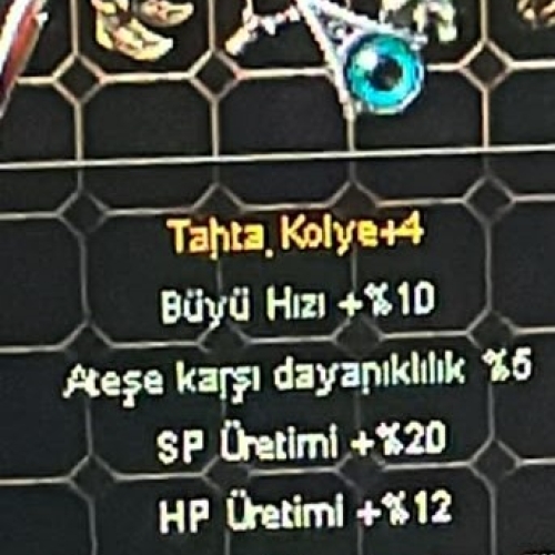  1 lvl kolye 1500hp sp üretim 20 hp üretim 12 5 sp absorbe