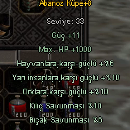  8 ABANOZ 10 YARI 10 KILIÇ 6 BIÇAK