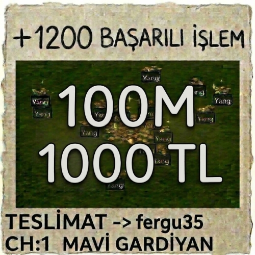 100m 1000tl STOK 1.2T BUGÜN FULL OYUNDAYIM ANINDA TESLİM