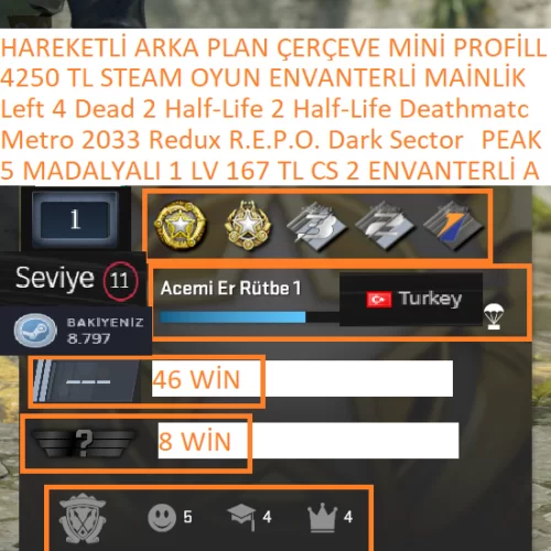  5 MADALYALI 1 LV Metro 2033 Redux R.E.P.O. Dark Sector Left 4 Dead 2 4250