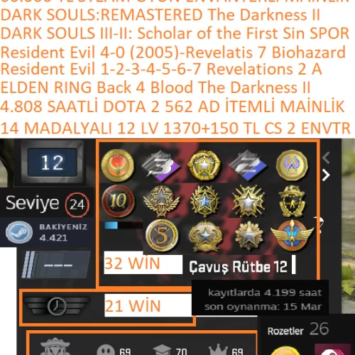  14 MADALYALI 12 LV 1370+150 CS 2 ENVANTERLİ ELDEN RING Resident Evil