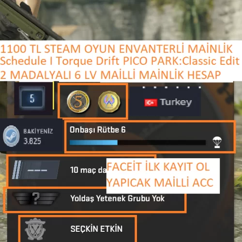  2 MADALYALI 6 LV FACEİT İLK KAYIT OL YAPICAK MAİLLİ MAİNLİK