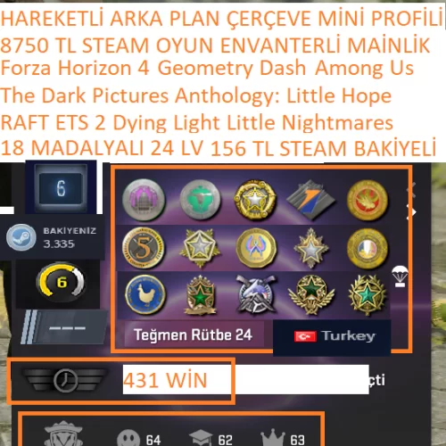  18 MADALYALI 24 LV 156 TL BAKİYELİ RAFT ETS 2 Dying Light 8750 TL