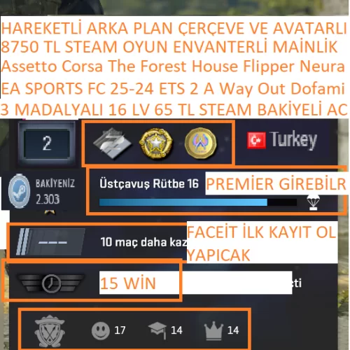  3 MADALYALI 16 LV 65 TL STEAM BAKİYE EA SPORTS FC 25-24 ETS 2 A
