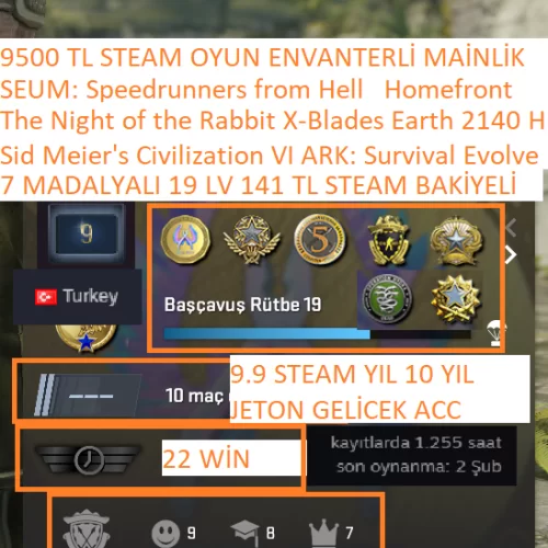  7 MADALYALI 19 LV 141 TL STEAM BAKİYELİ Sid Meier\s Civilization VI