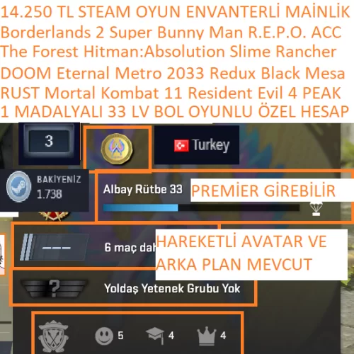  1 MADALYALI 33 LV BOL OYUNLU RUST Mortal Kombat 11 Resident Evil 4 DOOM