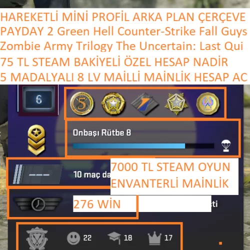  5 MADALYALI 6 LV FACEİT 75 TL STEAM BAKİYELİ Zombie Army Trilogy