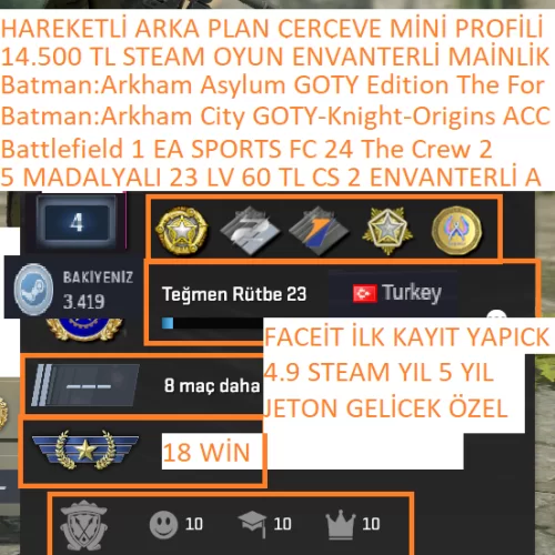  5 MADALYALI 23 LV Battlefield 1 EA SPORTS FC 24 The Crew 2 Detroit:Beco