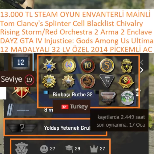  12 MADALYALI 32 LV ÖZEL PİCKEMLİ DAYZ GTA IV ARMA 2 Injustice: Gods