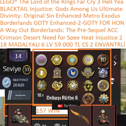  18 MADALYALI 59.000+1073 TL CS 2 ENVANTERLİ Crimson Desert NFS HEAT