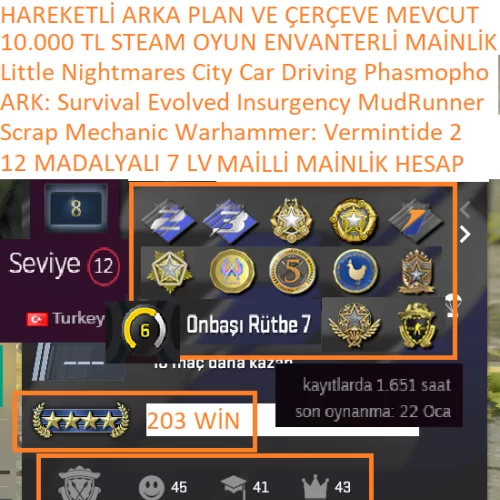  12 MADALYALI 7 LV Scrap Mechanic Warhammer: Vermintide 2 10.000 TL