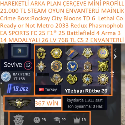  14 MADALYALI 26 LV 768 TL CS 2 ENVANTERLİ EA SPORTS FC 25 F1® 25