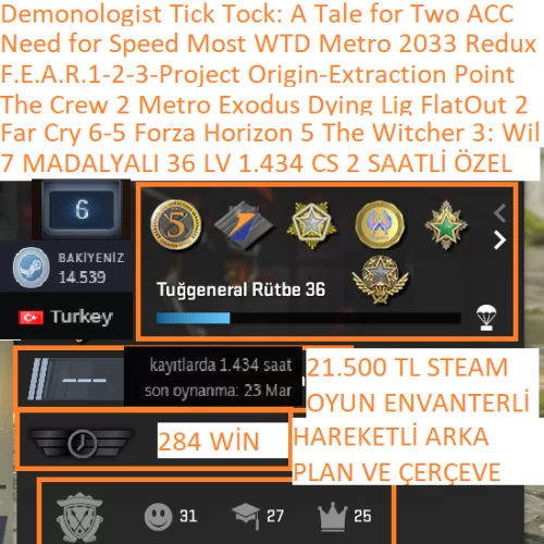  7 MADALYALI 36 LV 1434 SAATLİ Far Cry 6-5 Forza Horizon 5 The Crew 2