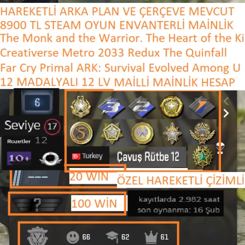  12 MADALYALI 12 LV ÖZEL ÇİZİMLİ Far Cry Primal Creativerse ARK: Survival